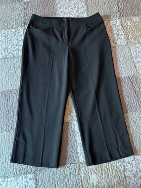 Women's Tribal Black Cropped Wide-Leg Dress Pants Capris 22' Inseam Size 10